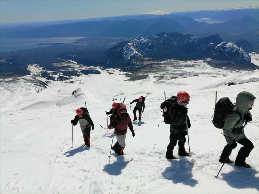 Ascent to Villarrica volcano 2,847masl, from Pucón - The post-climb drink at Ermitaño Expediciones