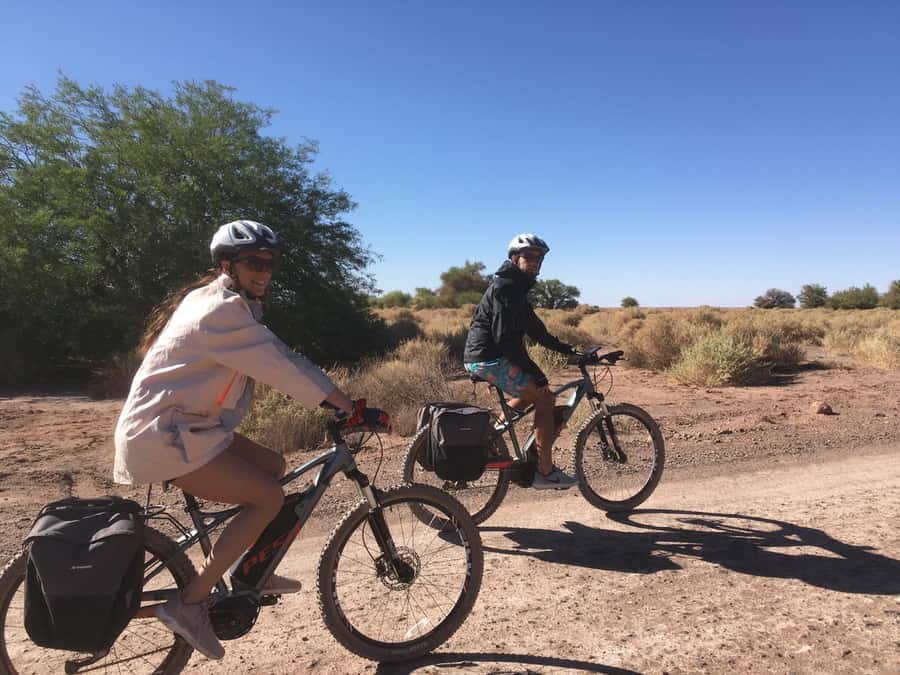 From San Pedro de Atacama: Laguna Cejar E-biking Adventure - The ride across open desert
